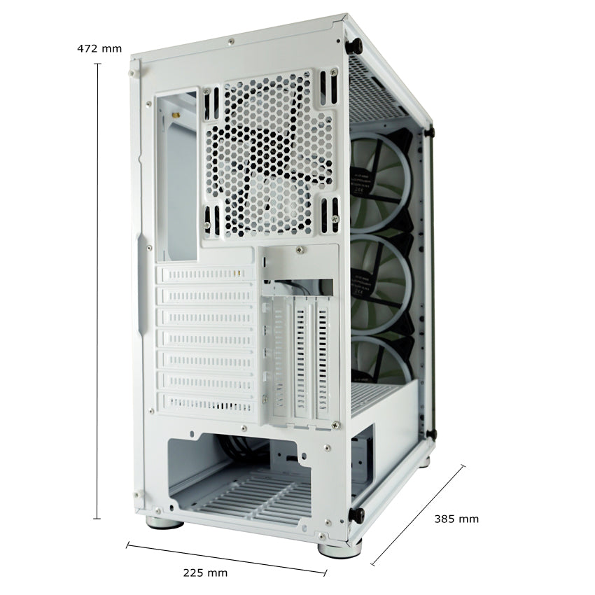 LC-Power LC-803W-ON | Midi-Tower Gaming-Gehäuse | 4x 140-mm-ARGB-Lüfter | ATX/mATX/Mini-ITX | Weiß