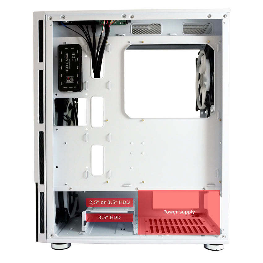 LC-Power LC-803W-ON | Midi-Tower Gaming-Gehäuse | 4x 140-mm-ARGB-Lüfter | ATX/mATX/Mini-ITX | Weiß