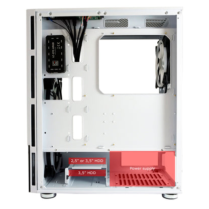 LC-Power LC-803W-ON | Midi-Tower Gaming-Gehäuse | 4x 140-mm-ARGB-Lüfter | ATX/mATX/Mini-ITX | Weiß