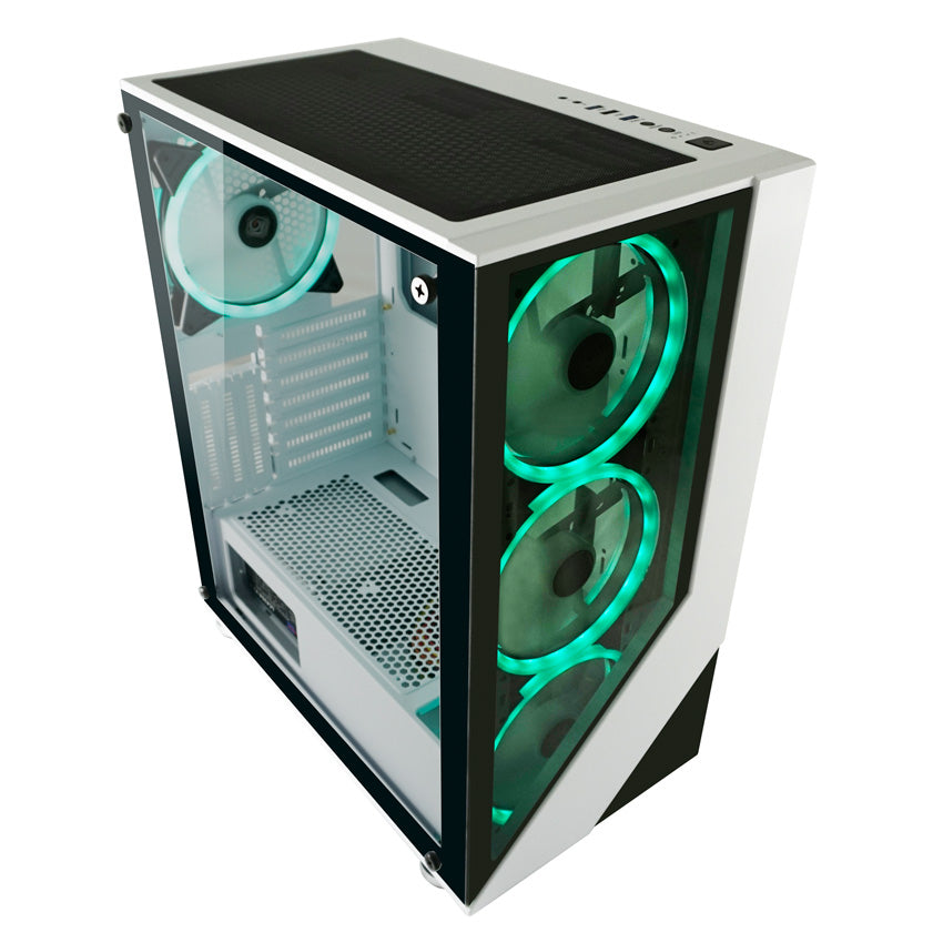 LC-Power LC-803W-ON | Midi-Tower Gaming-Gehäuse | 4x 140-mm-ARGB-Lüfter | ATX/mATX/Mini-ITX | Weiß