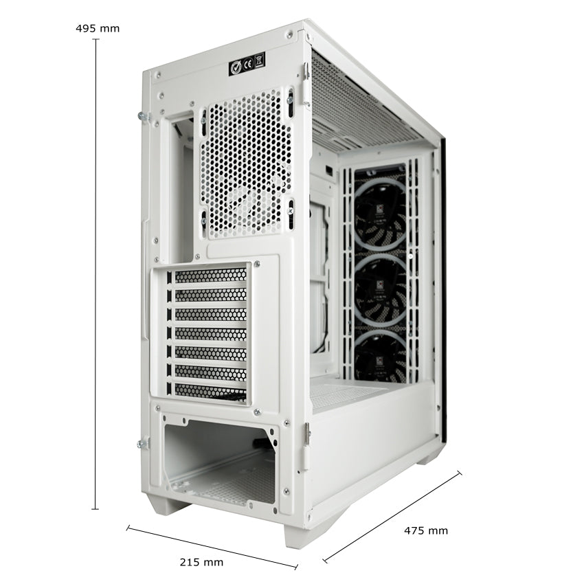 LC-Power LC-805BW-ON | Midi-Tower Gaming-Gehäuse | 4x ARGB-Lüfter | E-ATX/ATX/mATX/Mini-ITX | 11 Lüfterplätze | USB-C | Weiß/Schwarz
