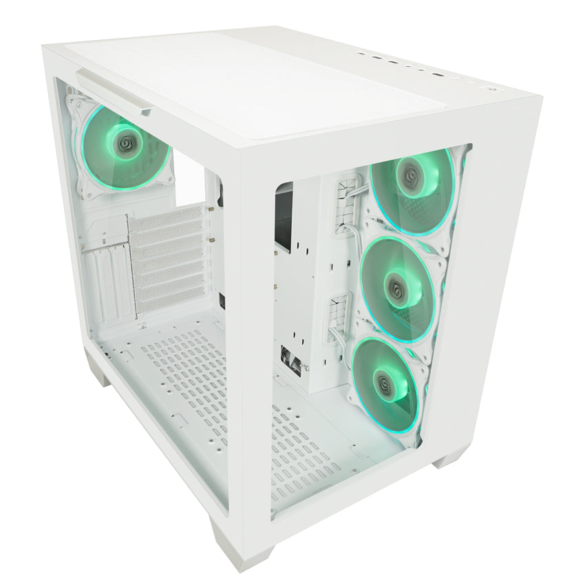 LC-Power LC-807W-ON | Midi-Tower Gaming-Gehäuse | 4x ARGB-Lüfter | E-ATX/ATX/mATX/Mini-ITX | Fernbedienung | Weiß