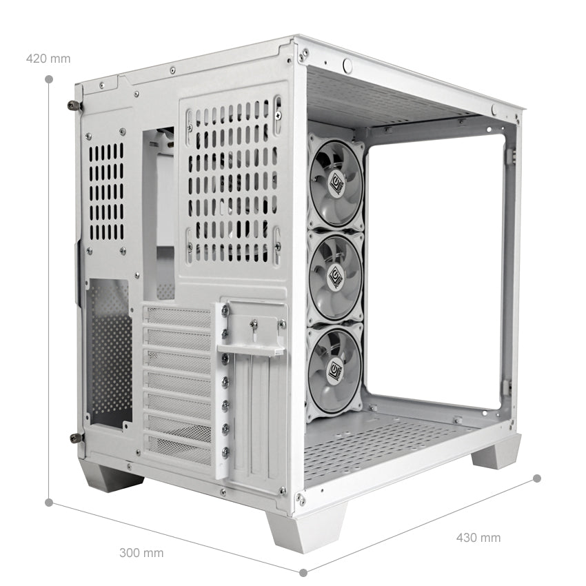 LC-Power LC-807W-ON | Midi-Tower Gaming-Gehäuse | 4x ARGB-Lüfter | E-ATX/ATX/mATX/Mini-ITX | Fernbedienung | Weiß