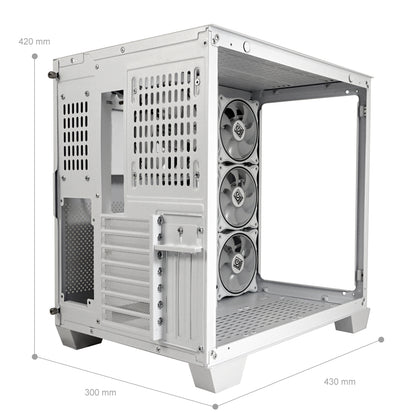 LC-Power LC-807W-ON | Midi-Tower Gaming-Gehäuse | 4x ARGB-Lüfter | E-ATX/ATX/mATX/Mini-ITX | Fernbedienung | Weiß