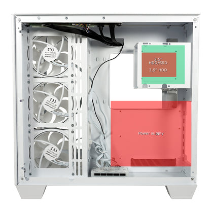 LC-Power LC-807W-ON | Midi-Tower Gaming-Gehäuse | 4x ARGB-Lüfter | E-ATX/ATX/mATX/Mini-ITX | Fernbedienung | Weiß