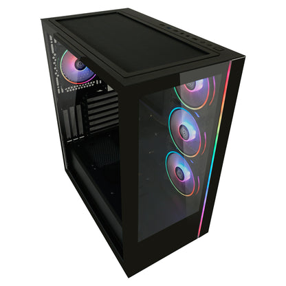 LC-Power LC-808B-ON | Midi-Tower Gaming-Gehäuse | 4x ARGB-Lüfter | E-ATX/ATX/mATX/Mini-ITX | 6 Laufwerksplätze | Schwarz