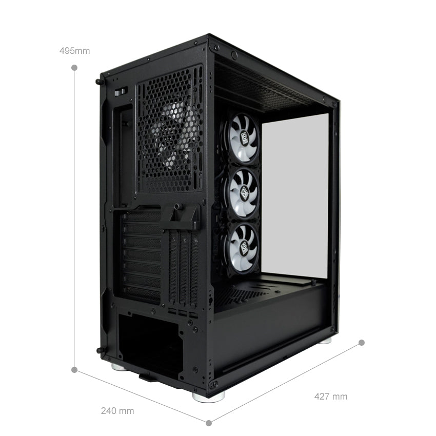 LC-Power LC-808B-ON | Midi-Tower Gaming-Gehäuse | 4x ARGB-Lüfter | E-ATX/ATX/mATX/Mini-ITX | 6 Laufwerksplätze | Schwarz