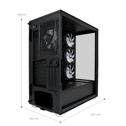 LC-Power LC-808B-ON | Midi-Tower Gaming-Gehäuse | 4x ARGB-Lüfter | E-ATX/ATX/mATX/Mini-ITX | 6 Laufwerksplätze | Schwarz