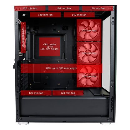 LC-Power LC-808B-ON | Midi-Tower Gaming-Gehäuse | 4x ARGB-Lüfter | E-ATX/ATX/mATX/Mini-ITX | 6 Laufwerksplätze | Schwarz