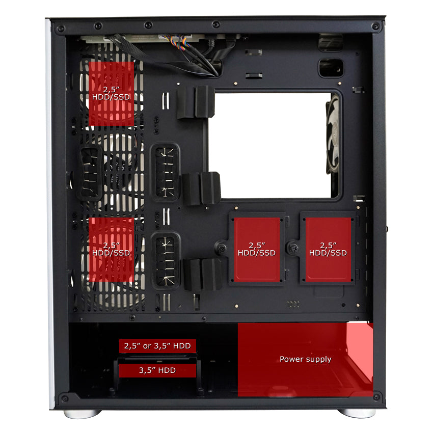 LC-Power LC-808B-ON | Midi-Tower Gaming-Gehäuse | 4x ARGB-Lüfter | E-ATX/ATX/mATX/Mini-ITX | 6 Laufwerksplätze | Schwarz