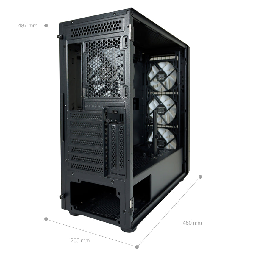 LC-Power LC-810B-ON | Midi-Tower Gaming-Gehäuse | 4x ARGB-Lüfter | E-ATX/ATX/mATX/Mini-ITX | USB-C 3.2 Gen. 2×2 | Mesh-Front | Schwarz
