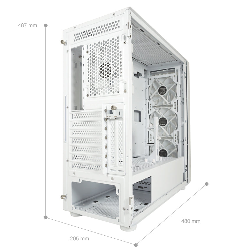 LC-Power LC-810W-ON | Midi-Tower Gaming Case | 4x ARGB Fans | E-ATX/ATX/mATX/Mini-ITX | USB-C 3.2 Gen. 2×2 | Mesh Front | White