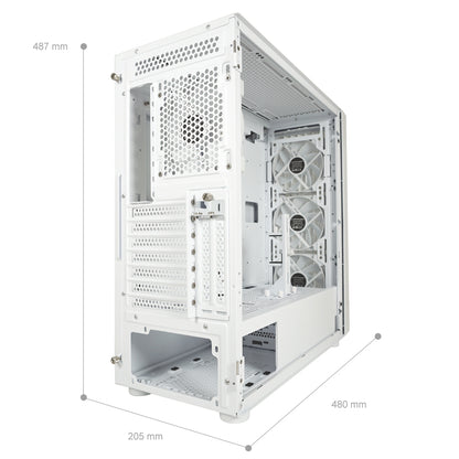 LC-Power LC-810W-ON | Midi-Tower Gaming Case | 4x ARGB Fans | E-ATX/ATX/mATX/Mini-ITX | USB-C 3.2 Gen. 2×2 | Mesh Front | White