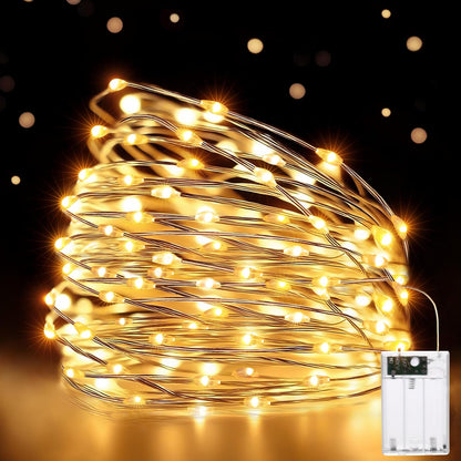 HeiPard HP-BSL-100-1P | LED Lichterkette | 10 m | 100 LEDs | Warmweiß | Batteriebetrieben