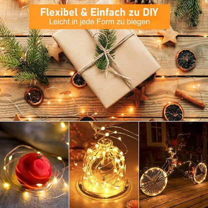 HeiPard HP-BSL-100-1P | LED Lichterkette | 10 m | 100 LEDs | Warmweiß | Batteriebetrieben