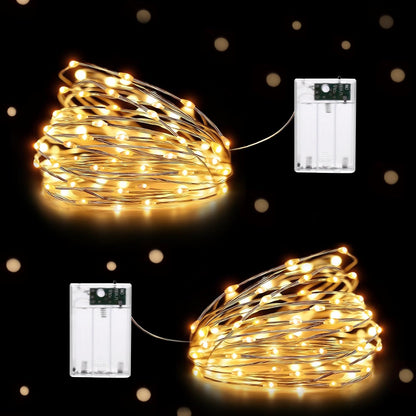 HeiPard HP-BSL-50-2P | 2x LED Light Chain | 2x 5 m | 2x 50 LEDs | Warm White | Battery Operated