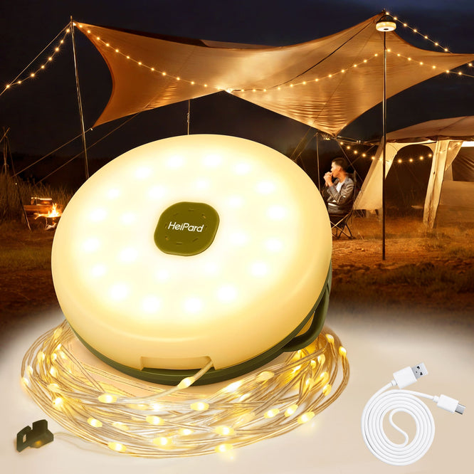 Heipard HP-CL-1 | 3-in-1 Camping Lichterkette | 10 m | 100 LEDs | Powerbank & SOS-Funktion