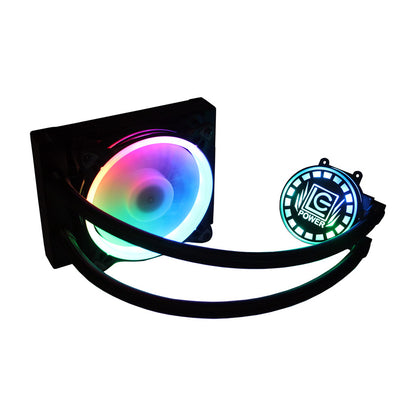 LC-Power LC-CC-120-LiCo-ARGB | 120mm AiO CPU-Wasserkühlung | Lüfter & Pumpe beleuchtet | Mainboard-Sync | 180W TDP | ARGB