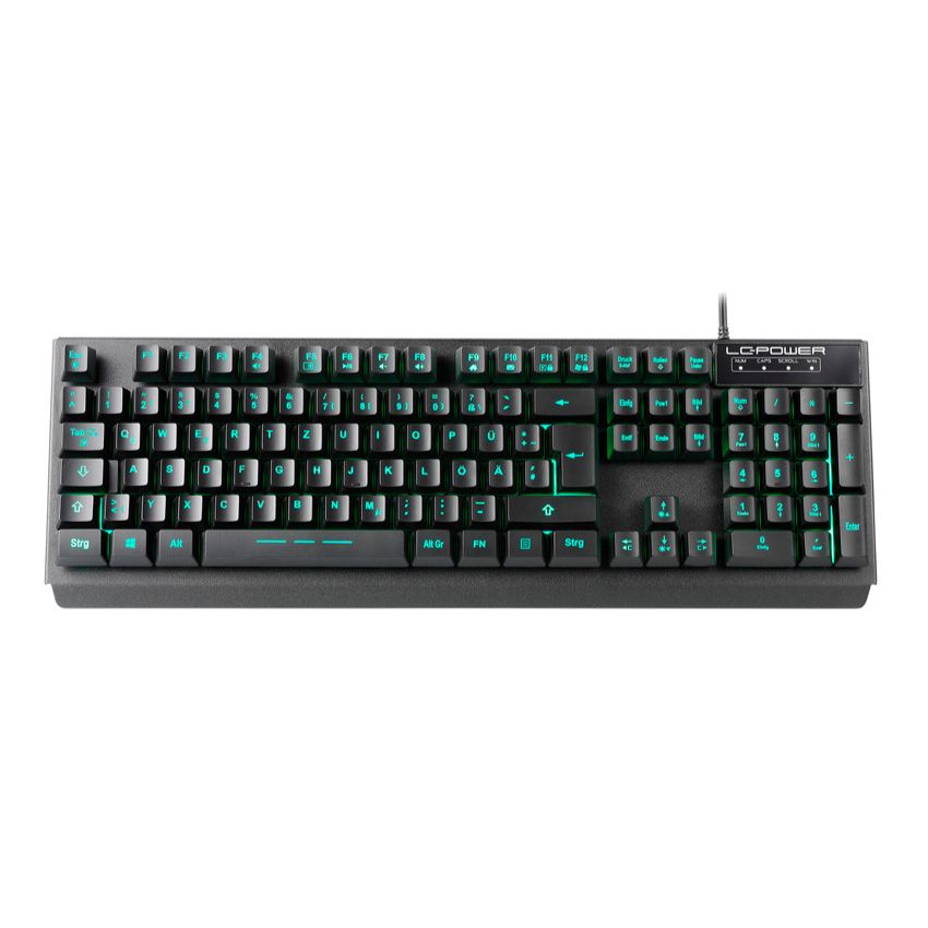 LC-Power LC-KEY-4B-LED | Beleuchtete USB-Tastatur | 7 Farbvarianten | Anti-Ghosting | N-Key-Rollover | QWERTZ